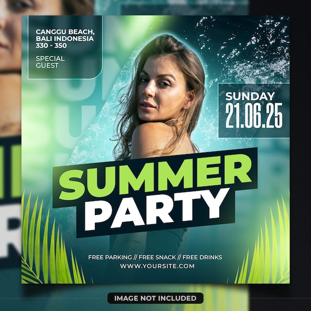 Summer party flyer template design