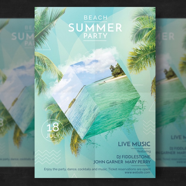 PSD summer party flyer template