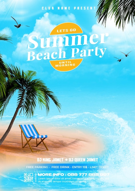 PSD summer party flyer template