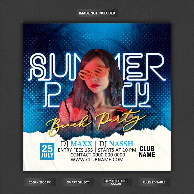 Summer party flyer template