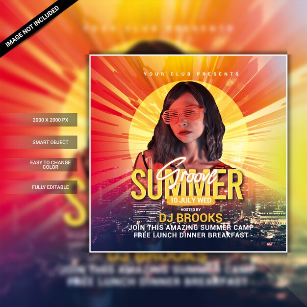 PSD summer party flyer template