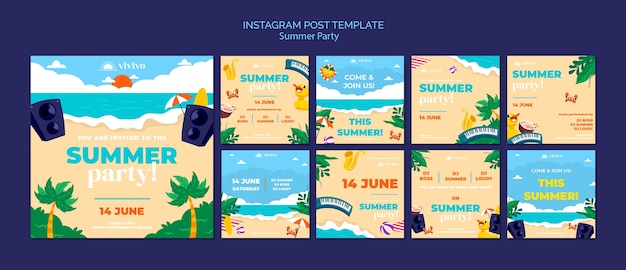 PSD summer party instagram posts