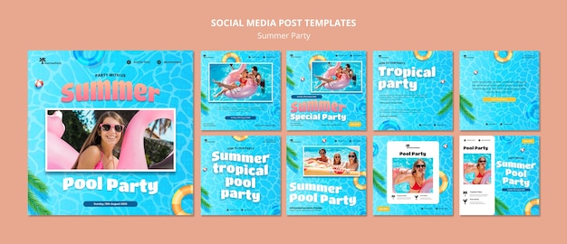 PSD summer party instagram posts