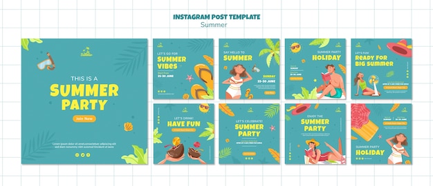 PSD summer party instagram posts