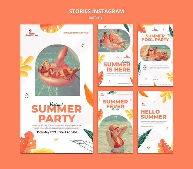 PSD storie di instagram di feste estive