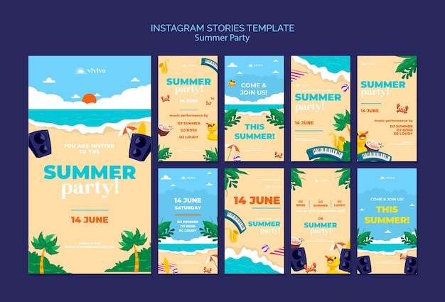 PSD summer party instagram stories