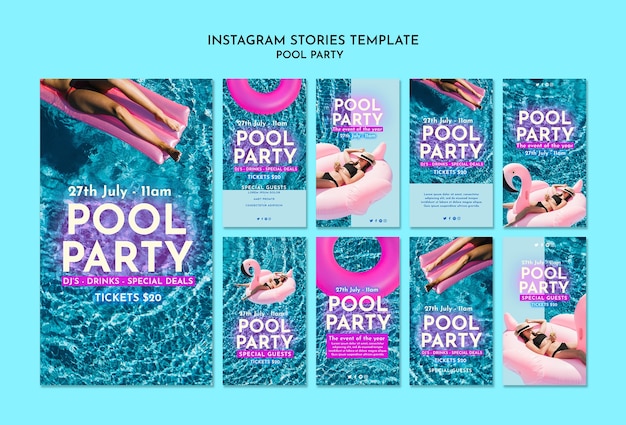 PSD 夏のパーティーのインスタグラムストーリー