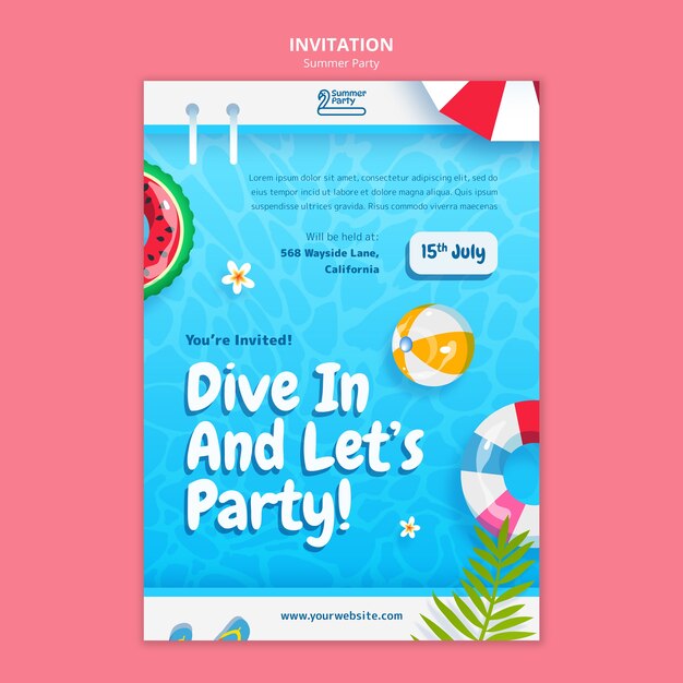 Summer party invitation template