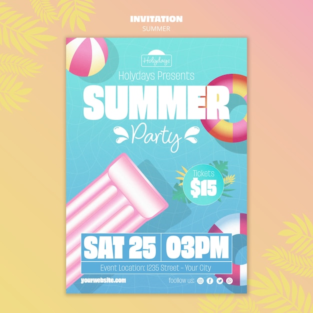 Summer party invitation template