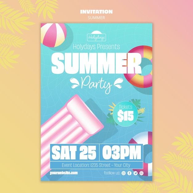 PSD summer party invitation template