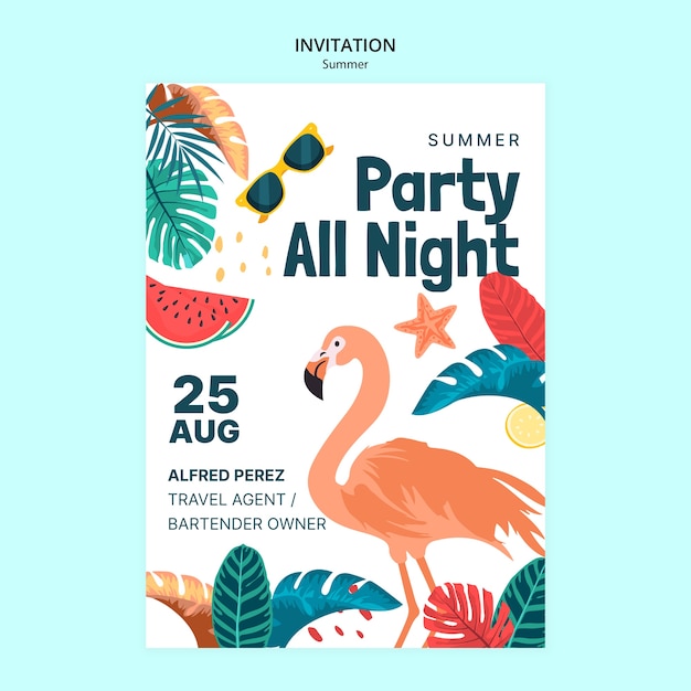 PSD summer party invitation template