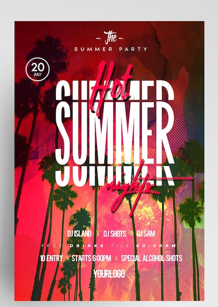 PSD summer party nights instagram banner flyer ontwerp