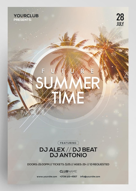 PSD summer party sale flyer design