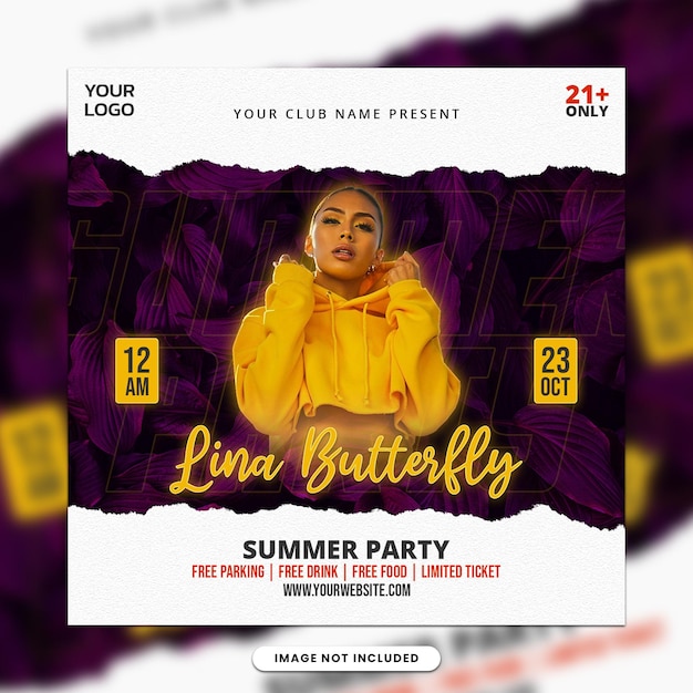 Summer party social media banner instagram post template design