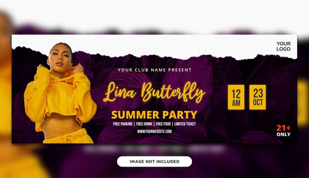 PSD summer party social media banner post szablon projektu