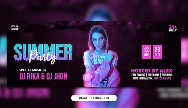 PSD summer party social media banner post template design