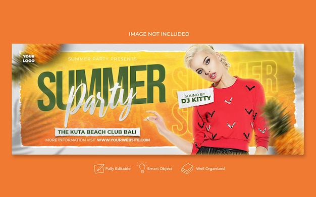 Summer party social media post template facebook