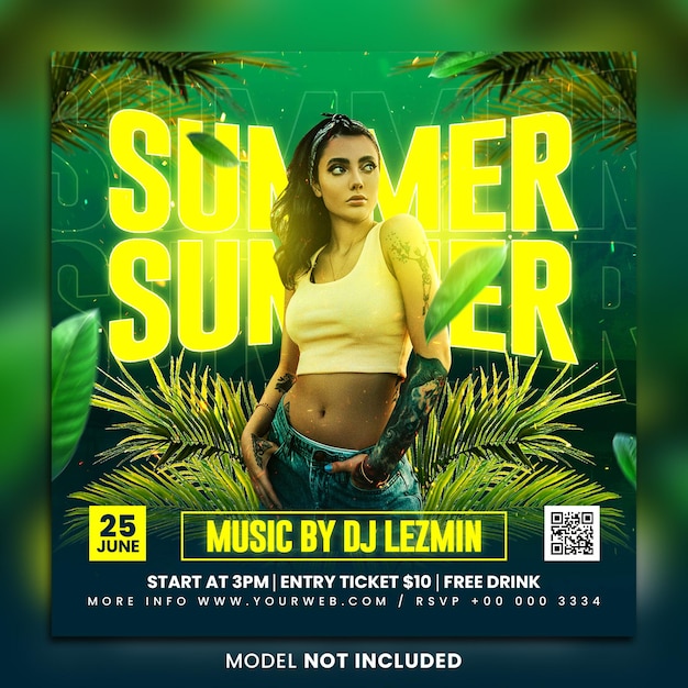 PSD summer party social media template