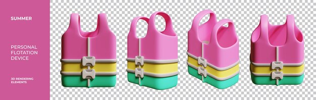 Summer Personal Flotation Device 3d Rendering Elements