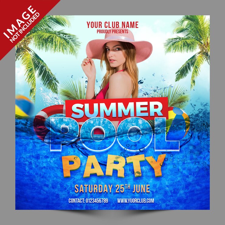 Summer Pool Party PSD Social Media Post