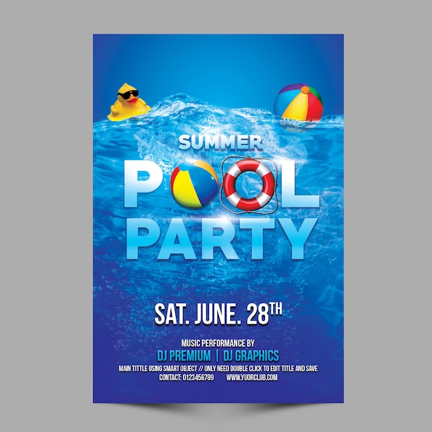 PSD summer pool party template