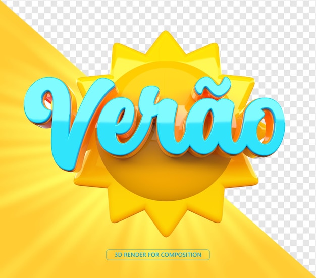 PSD summer in portuguese 3d stamp for compositing