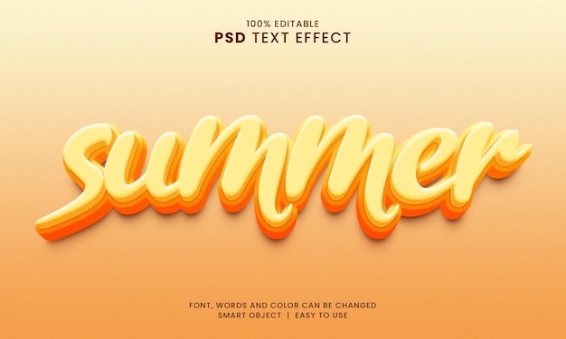 PSD summer psd editable 3d text style effect