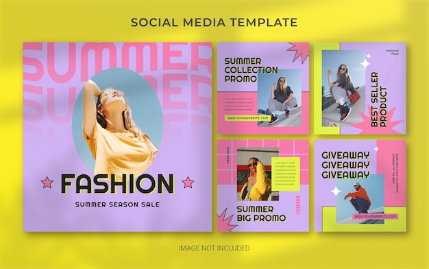 Summer Retro Fashion Social Media Post Banner Layout