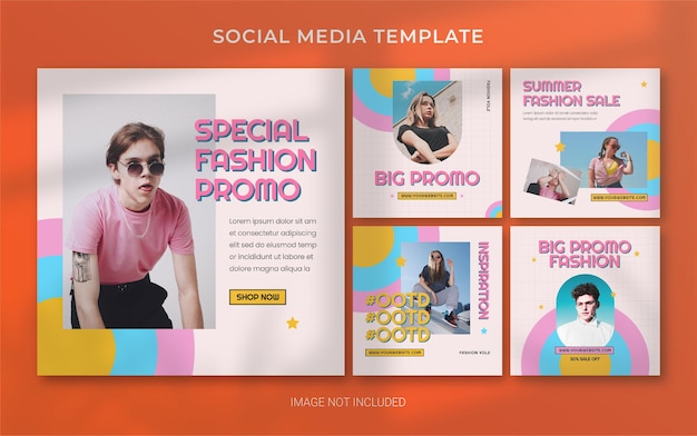 Layout di banner post per social media moda retrò estate