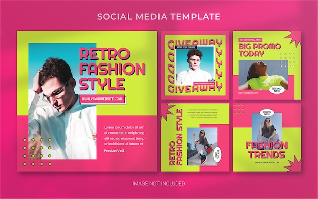 Layout di banner post per social media moda retrò estate