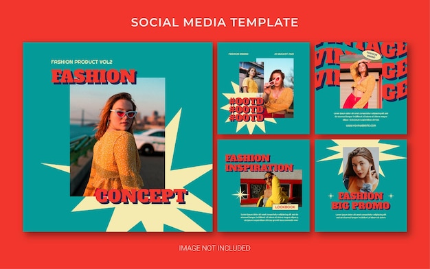 Summer Retro Fashion Social Media Post Banner Layout