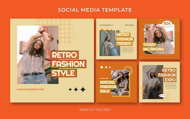 Layout di banner post per social media moda retrò estate