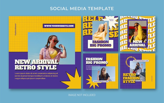 Summer retro fashion social media post banner layout