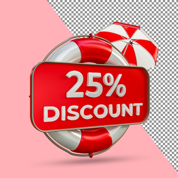 Saldi estivi 25 percento di sconto 3d rendering