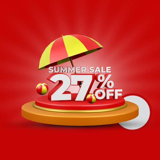 Summer sale 27 percent off 3d rendering isolated