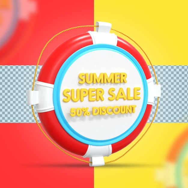 Summer sale 3d Rendering design with float