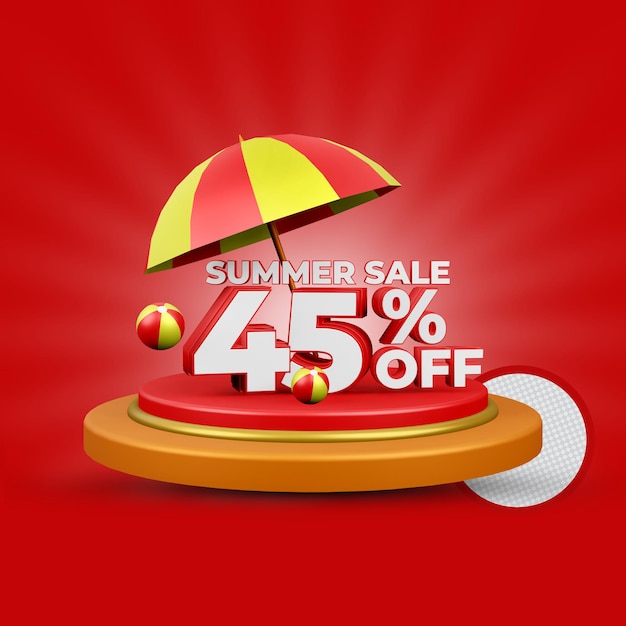 Summer sale 45 percent off 3d rendering isolated premium