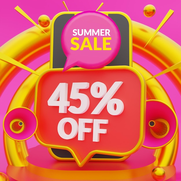 summer sale 45 percent off promotional social media and instagram post template