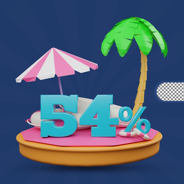 여름 세일 54% 할인 제공 3d 렌더링