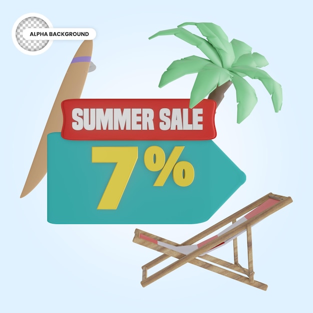 Summer sale 7 percent discount 3d render