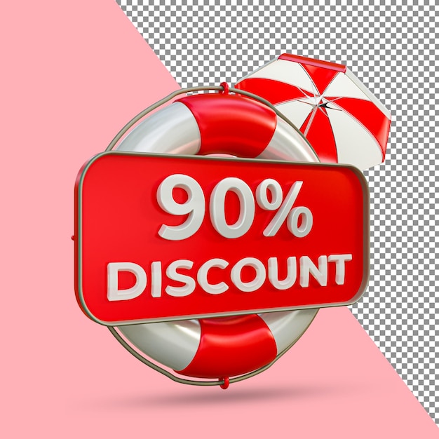 PSD summer sale 90 percent discount 3d render