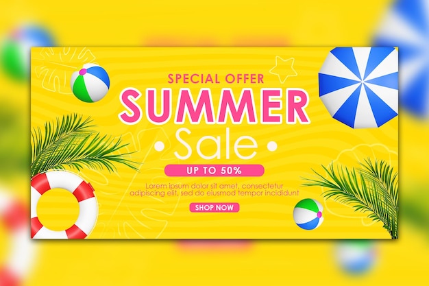 Summer sale banner cover facebook template