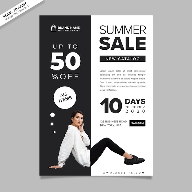 PSD summer sale discount flyer template