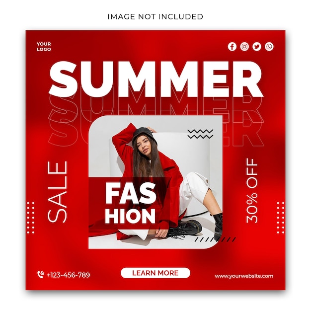 Summer sale fashion social media template