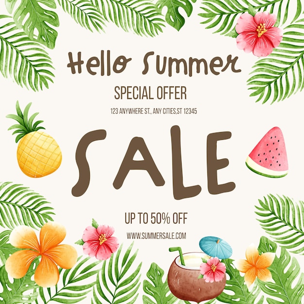 PSD summer sale hello summer template