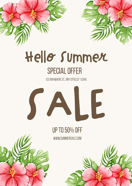 PSD summer sale hello summer template