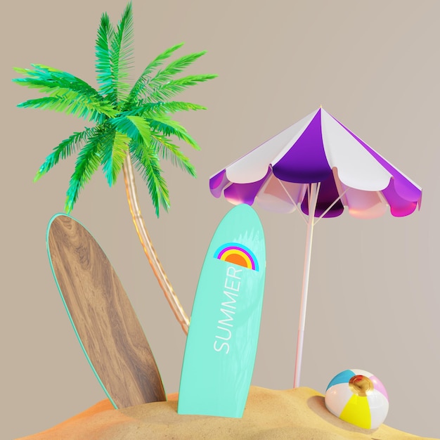 PSD summer sale palms flamingo sand beach ocean ice cream