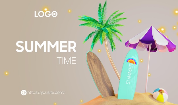 PSD summer sale palms flamingo sand beach ocean ice cream