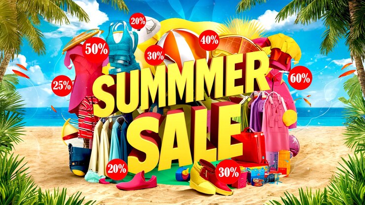 Summer Sale Promotion Discount Concept a store display with a sign that says summer sale