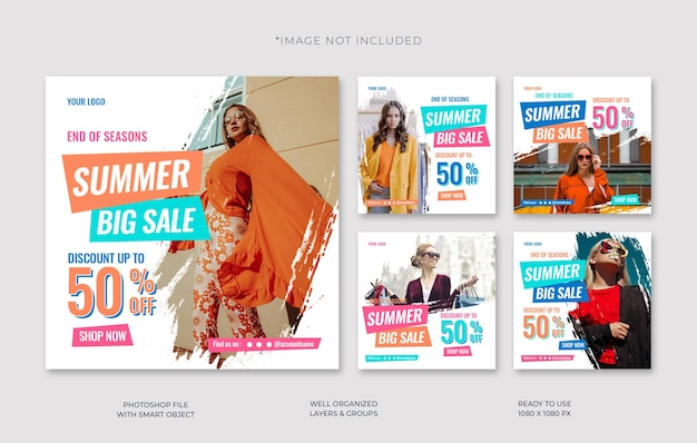 Summer sale promotion instagram post template